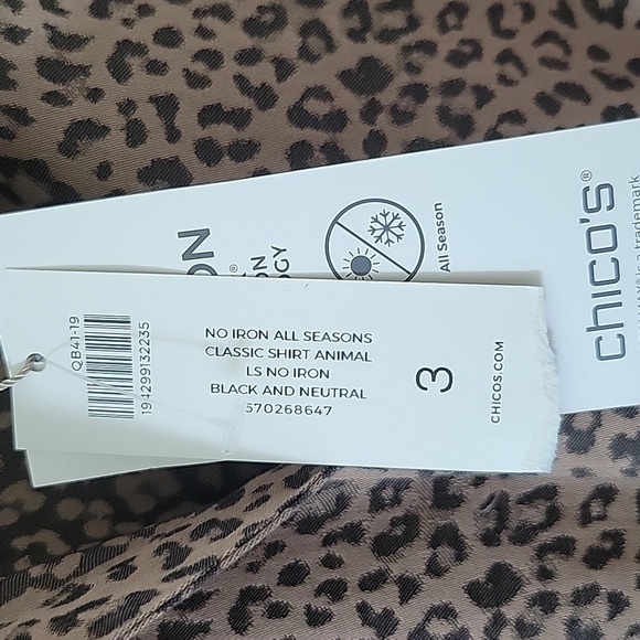 NWT Chico's No Iron All Seasons Animal Print LS Button Down Size XL - Picture 3 of 6